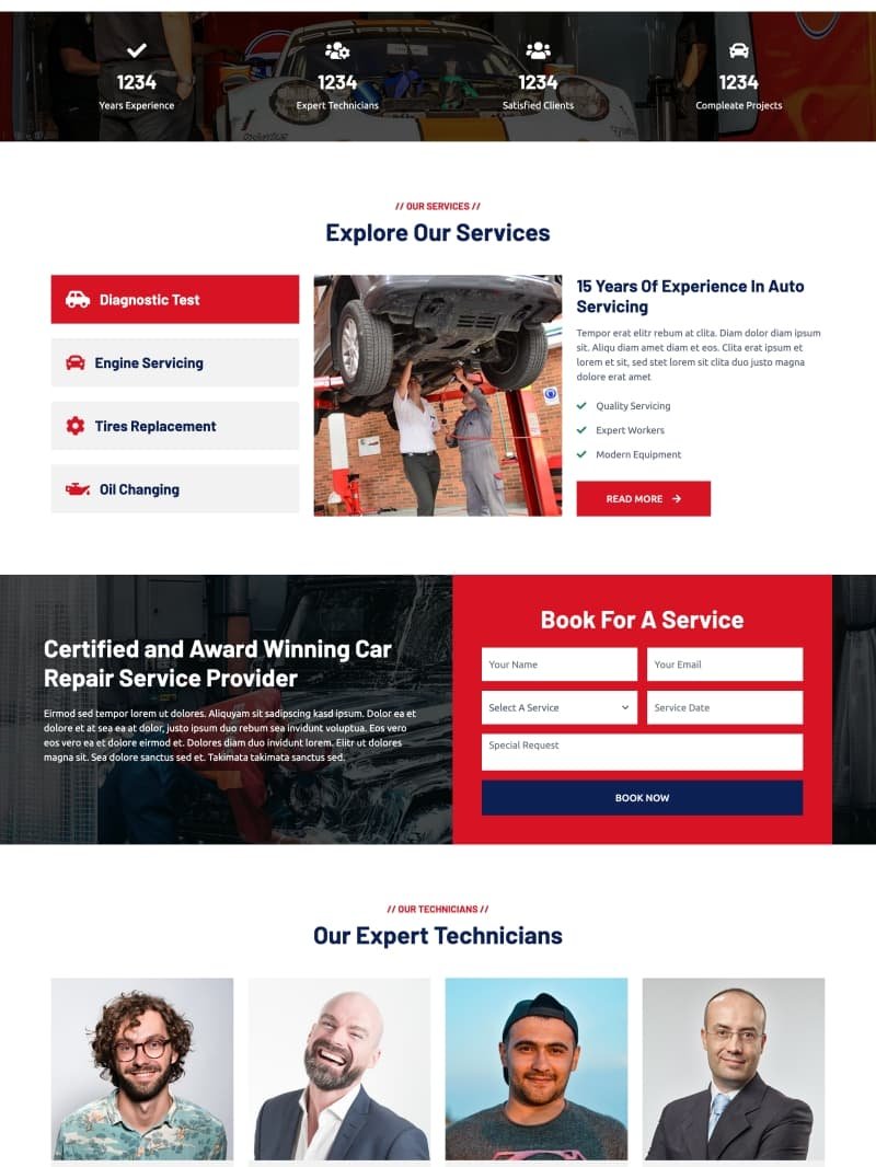 汽车维修4S店服务网站模板